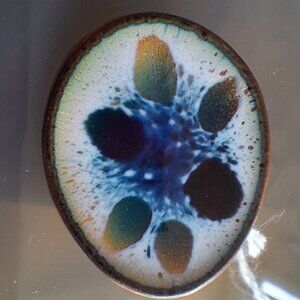 Vintage MCM Enamel Hogan Bolas Brooch Pin stamped